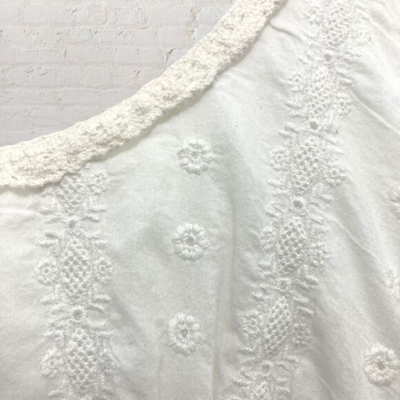 Free People Eyelet Flounce Dress XS White Crochet Tiered Boho Mini - Picture 8 of 16